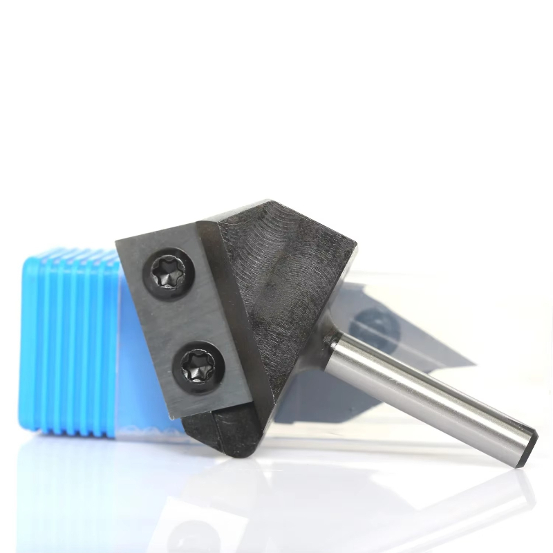Cnc Router Bit - ดอกเราเตอร์คาร์ไบด์ 90 องศา ร่องตัววี ใบมีดคู่ ก้าน