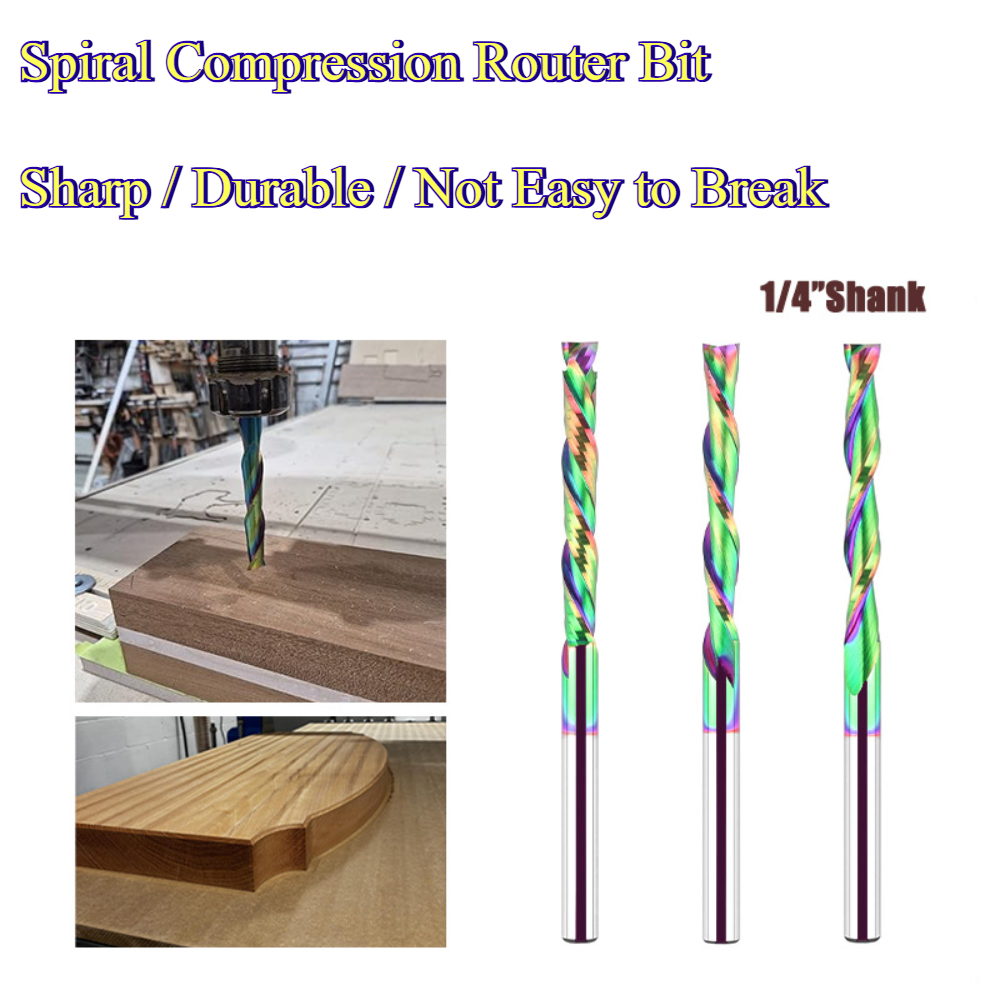 Cnc Router Bit - ดอกเราเตอร์แบบเกลียว หัวคาร์ไบด์เคลือบ คม ทนทาน สำหรับตัดและแกะสลักไม้ MDF