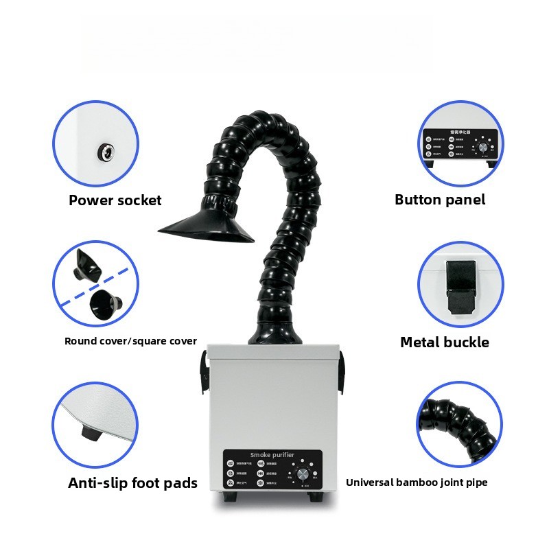 Fume Extractor Laser - เครื่องดูดควันบัดกรีแบบตั้งโต๊ะพร้อมตัวกรอง สำหรับกำจัดควันและฝุ่นจากการบัดกรีและการมาร์กด้วยเลเซอร์ เครื่องฟอกอากาศภายในอาคาร
