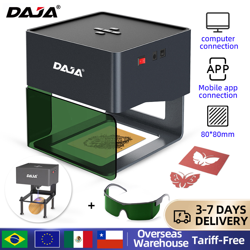 Acrylic Cutting Machine - DAJA DJ6 มินิแบบพกพาเลเซอร์แกะสลัก DIY เครื่องบลูทูธทาสีแท็กสุนัขกระดาษหนังไม้พลาสติกโลโก้เครื่อง CNC